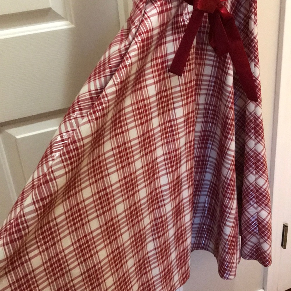 PreTeen Red plaid dress 16  fit flare Bonnie Jean like new Valentines Day - Picture 6 of 8